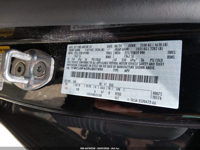 2024 Ford Escape St-line Elite მანქანა იყიდება აუქციონზე, vin: 1FMCU9PA5RUB57495, აუქციონის ნომერი: 44785336