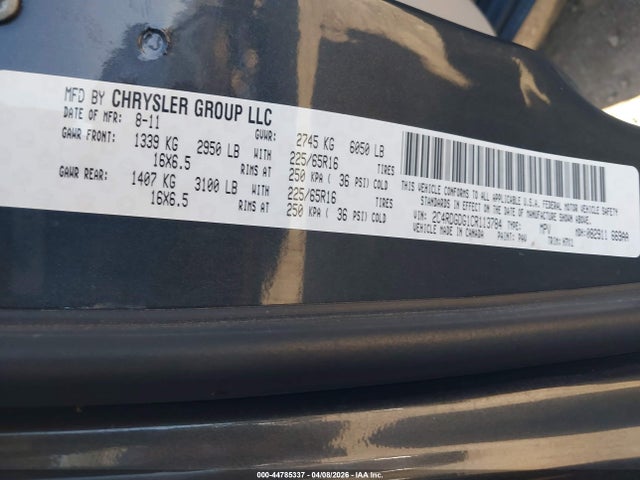 Aukcja sprzedaży 2012 Dodge Grand Caravan Crew, vin: 2C4RDGDG1CR113784, numer aukcji: 44785337