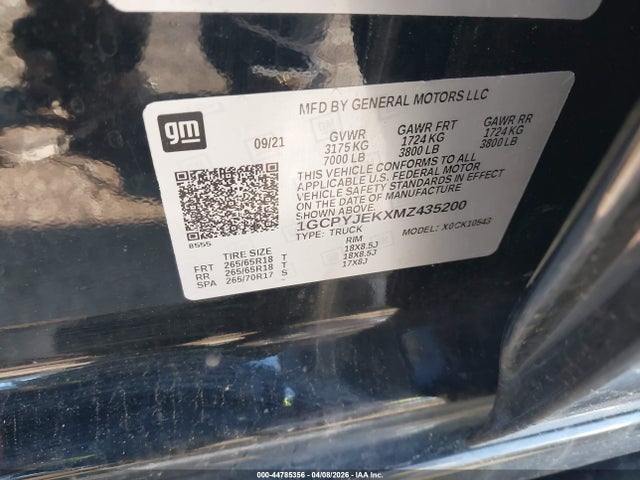 Aukcja sprzedaży 2021 Chevrolet Silverado 1500 4wd  Short Bed Lt With 2fl, vin: 1GCPYJEKXMZ435200, numer aukcji: 44785356