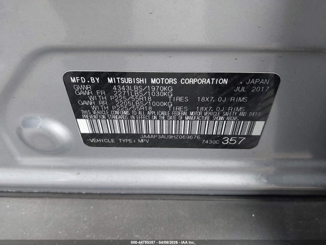 2017 MITSUBISHI OUTLANDER SPORT JA4AP3AU9HZ069676 Photo 8