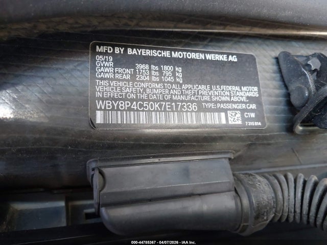 2019 Bmw I3 120ah W/range Extender მანქანა იყიდება აუქციონზე, vin: WBY8P4C50K7E17336, აუქციონის ნომერი: 44785367