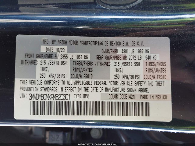 Продаж на аукціоні авто 2024 Mazda Cx-30 2.5 S Preferred Package, vin: 3MVDMBCMXRM620301, номер лоту: 44785375