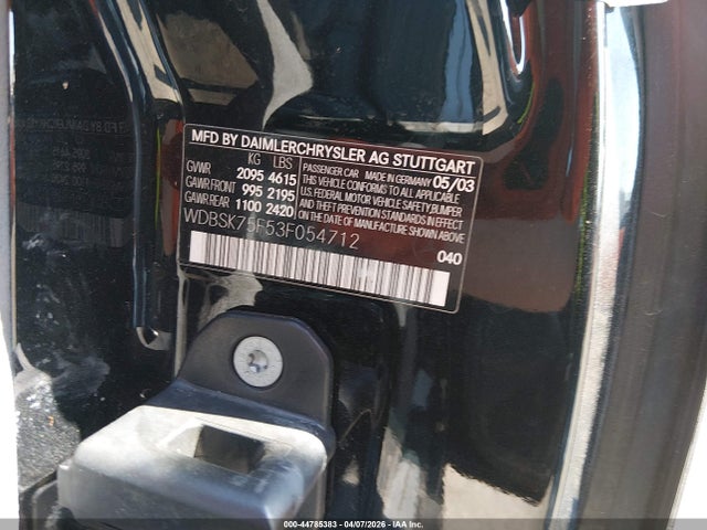 2003 MERCEDES-BENZ SL 500 WDBSK75F53F054712 Photo 8