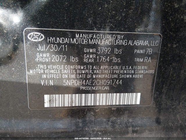 2012 HYUNDAI ELANTRA 5NPDH4AE2CH091744 Photo 8