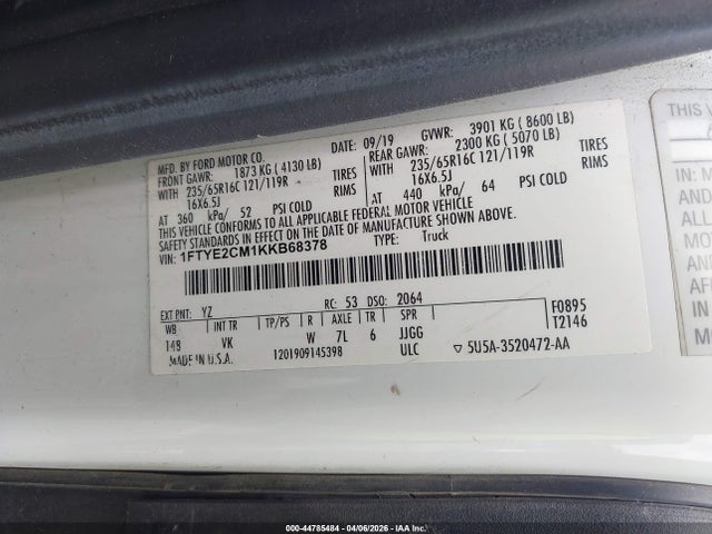 2019 FORD TRANSIT-150 1FTYE2CM1KKB68378 Photo 8