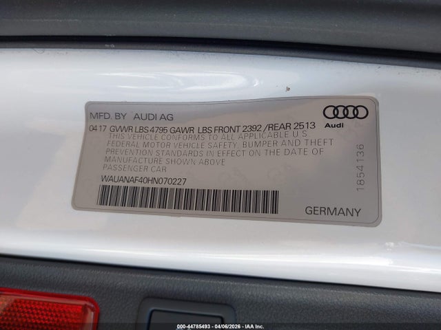 2017 AUDI A4 WAUANAF40HN070227 Photo 8