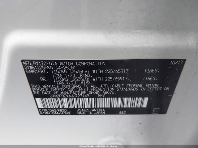 JTMZFREV4JJ727149 Toyota RAV4 LE