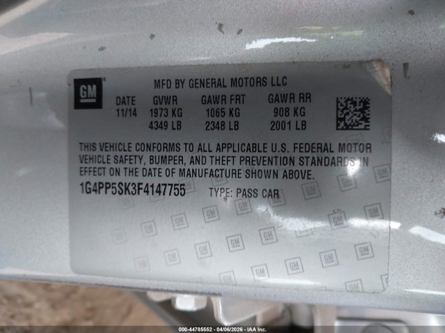 Продаж на аукціоні авто 2015 Buick Verano, vin: 1G4PP5SK3F4147755, номер лоту: 44785552