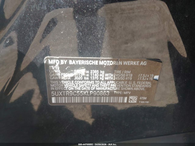 Aukcja sprzedaży 2019 Bmw X3 Xdrive30i, vin: 5UXTR9C55KLP90863, numer aukcji: 44785593