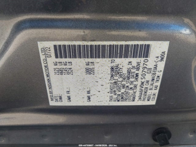 Продажа на аукционе авто 2022 Nissan Maxima Platinum Xtronic Cvt, vin: 1N4AA6FV0NC507970, номер лота: 44785607