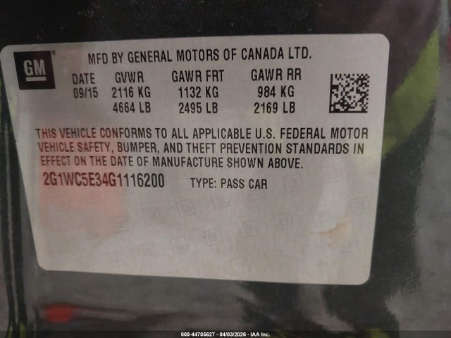 2G1WC5E34G1116200 Chevrolet Impala Limited Ltz