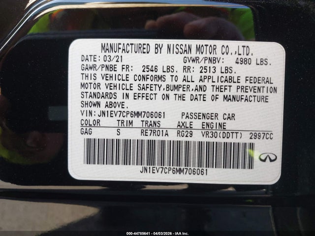 JN1EV7CP6MM706061 Infiniti Q50 Signature Edition