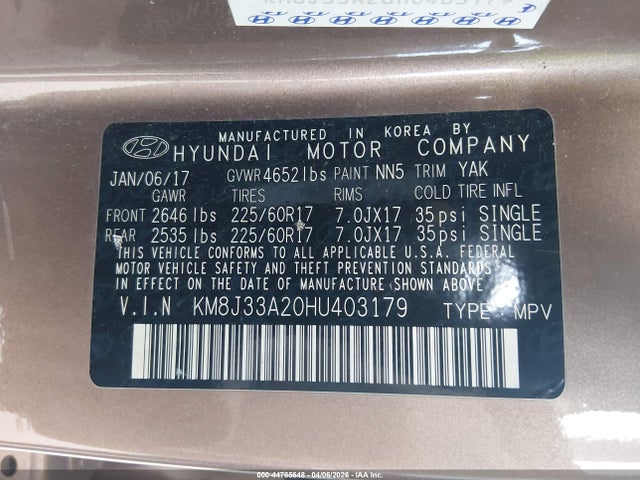 KM8J33A20HU403179 Hyundai Tucson Eco