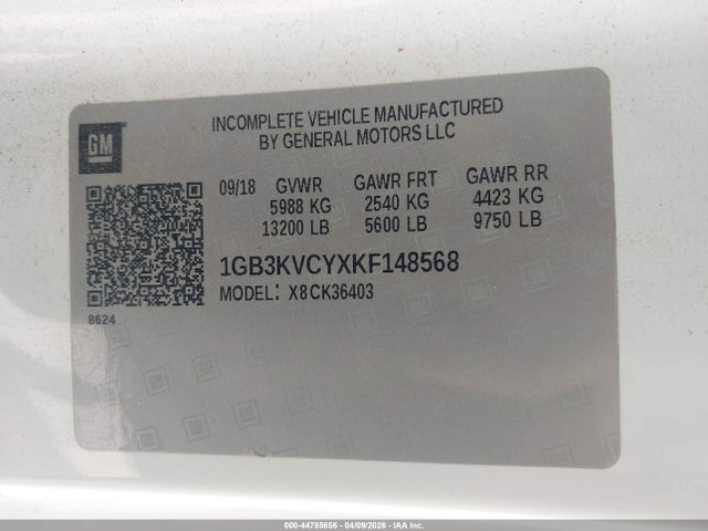 Aukcja sprzedaży 2019 Chevrolet Silverado 3500hd Chassis Wt, vin: 1GB3KVCYXKF148568, numer aukcji: 44785656