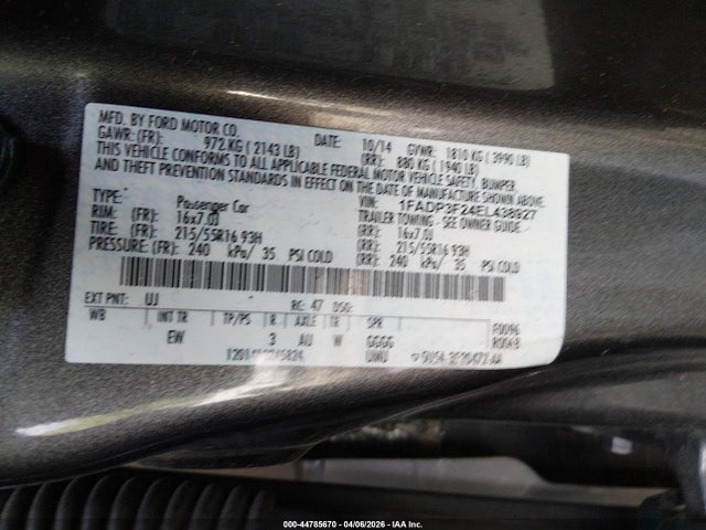 1FADP3F24EL438927 Ford FOCUS SE