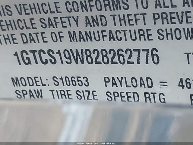 Продажа на аукционе авто 2002 Gmc Sonoma Sl, vin: 1GTCS19W828262776, номер лота: 44785683