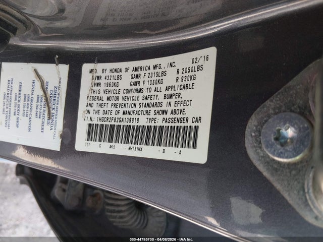 2016 HONDA ACCORD 1HGCR2F82GA139919 Photo 8