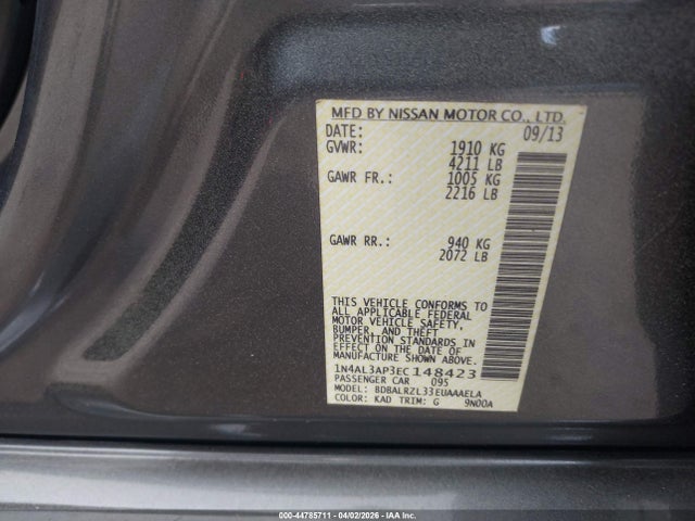 1N4AL3AP3EC148423 Nissan Altima 2.5/s/sv/sl