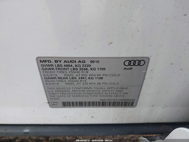 2016 AUDI Q3 WA1GFCFS1GR006249 Photo 8