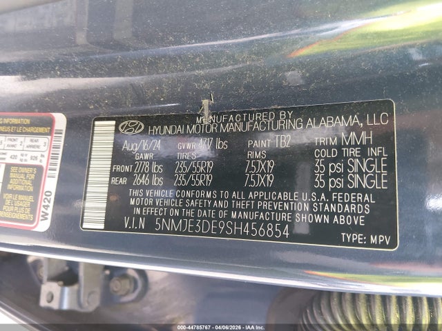 Aukcja sprzedaży 2025 Hyundai Tucson Limited, vin: 5NMJE3DE9SH456854, numer aukcji: 44785767