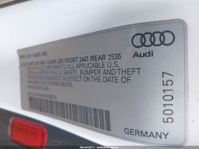 2023 Audi A4 Premium Plus 45 Tfsi S Line Quattro S Tronic მანქანა იყიდება აუქციონზე, vin: WAUEAAF44PA036374, აუქციონის ნომერი: 44785771