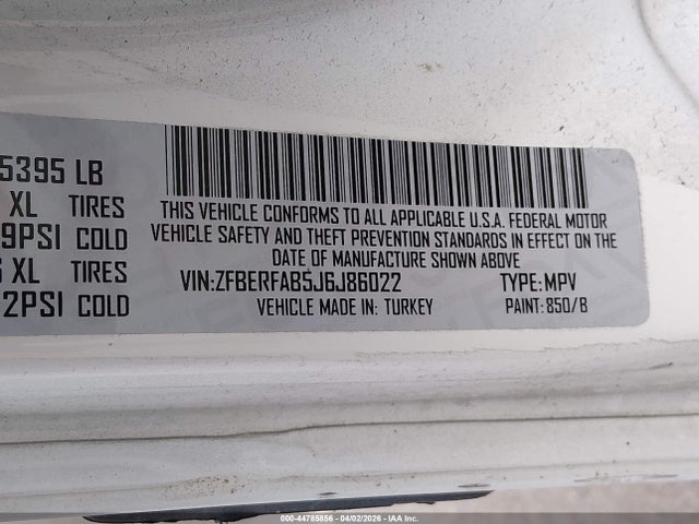ZFBERFAB5J6J86022 RAM Promaster City Tradesman