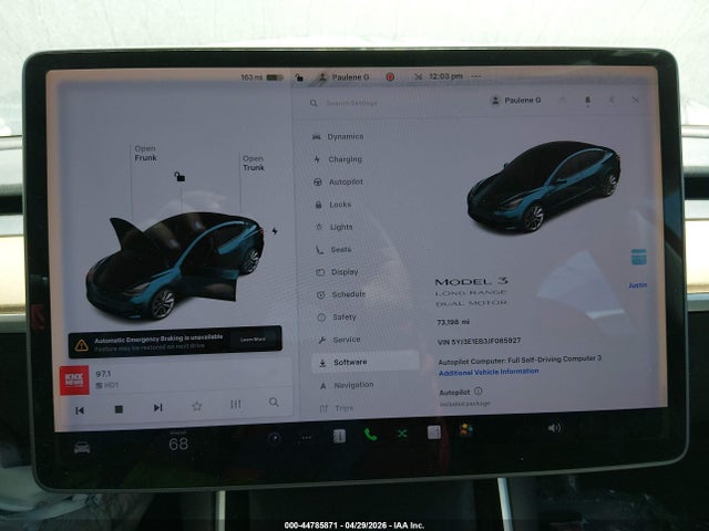 2018 Tesla Model 3 Long Range/performance მანქანა იყიდება აუქციონზე, vin: 5YJ3E1EB3JF065927, აუქციონის ნომერი: 44785871