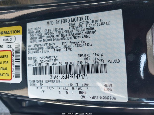 Ford Fusion Energi Titanium 2015 3FA6P0SU4FR147474 Image 9