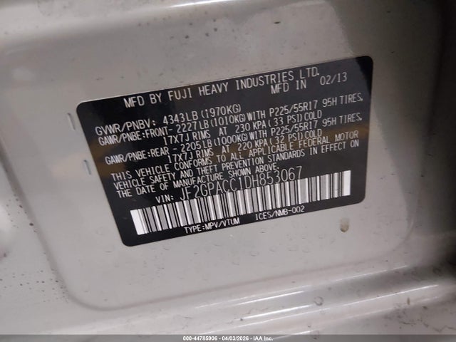 Aukcja sprzedaży 2013 Subaru Xv Crosstrek 2.0i Premium, vin: JF2GPACC1DH853067, numer aukcji: 44785906