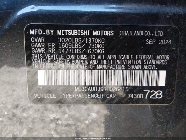 2024 MITSUBISHI MIRAGE ML32AUHJ9RH026415 Photo 8