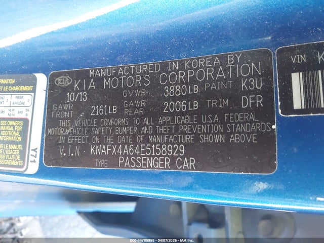 Продаж на аукціоні авто 2014 Kia Forte Lx, vin: KNAFX4A64E5158929, номер лоту: 44785955