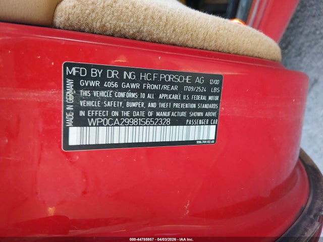 2001 PORSCHE 911 WP0CA29981S652328 Photo 8