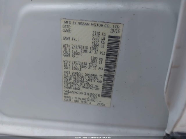 5N1AZ2MG1HN108926 Nissan MURANO SL