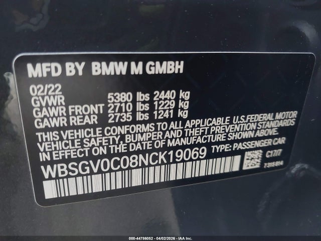WBSGV0C08NCK19069 BMW M8 Gran Coupe Competition