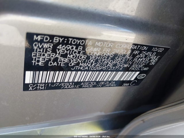 Aukcja sprzedaży 2023 Lexus Is 300, vin: JTHCA1D26P5123714, numer aukcji: 44786068