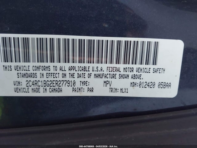 2C4RC1BG2ER277910 Chrysler Town &amp; Country Touring