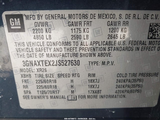 2018 CHEVROLET EQUINOX 3GNAXTEX2JS527630 Photo 8