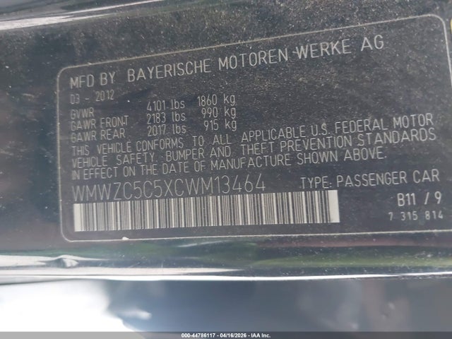 44786117 :رقم المزاد ، WMWZC5C5XCWM13464 vin ، 2012 Mini Cooper S Countryman مزاد بيع
