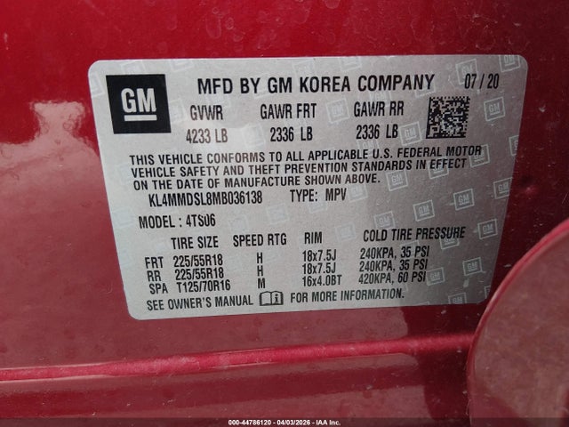 Aukcja sprzedaży 2021 Buick Encore Gx Fwd Select, vin: KL4MMDSL8MB036138, numer aukcji: 44786120