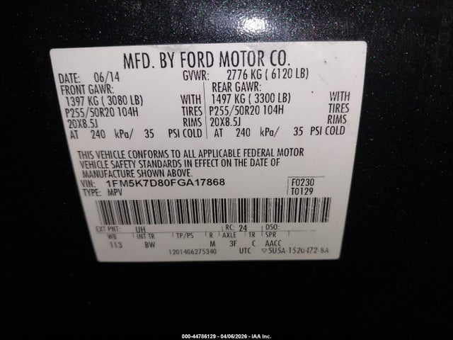 Ford EXPLORER XLT 2015 1FM5K7D80FGA17868 Image 9