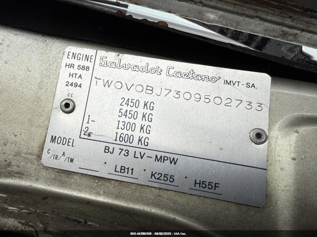 1989 Toyota Landcruiser მანქანა იყიდება აუქციონზე, vin: TW0V0BJ7309502733, აუქციონის ნომერი: 44786150