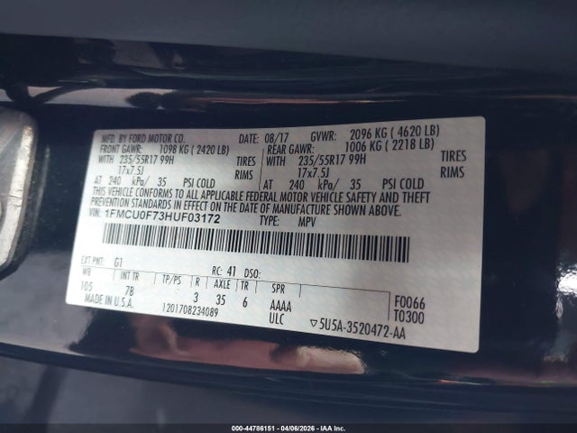 Ford ESCAPE S 2017 1FMCU0F73HUF03172 Image 9
