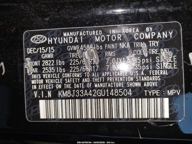 2016 HYUNDAI TUCSON KM8J33A42GU148504 Photo 8