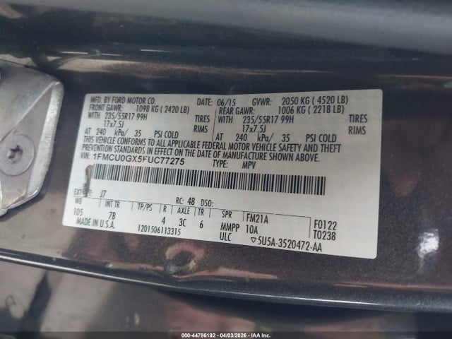 Ford ESCAPE SE 2015 1FMCU0GX5FUC77275 Image 9
