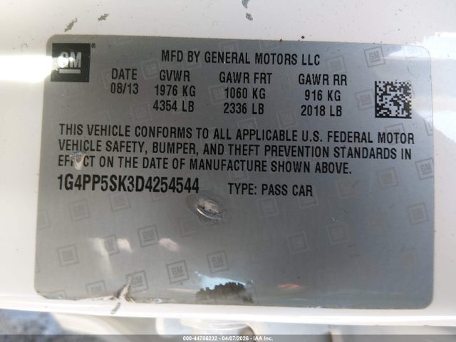 Продаж на аукціоні авто 2013 Buick Verano, vin: 1G4PP5SK3D4254544, номер лоту: 44786232