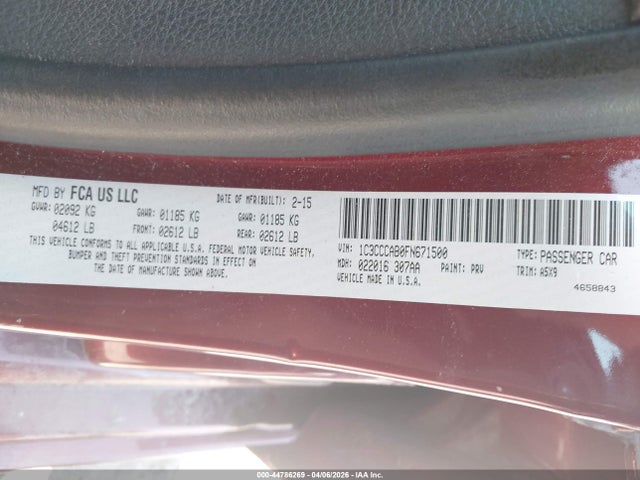 Продаж на аукціоні авто 2015 Chrysler 200 Limited, vin: 1C3CCCAB0FN671500, номер лоту: 44786269