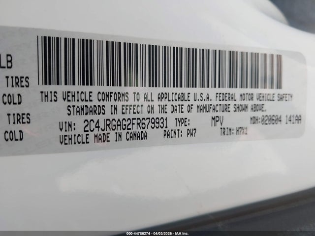 Продаж на аукціоні авто 2015 Ram Cargo Tradesman, vin: 2C4JRGAG2FR679931, номер лоту: 44786274