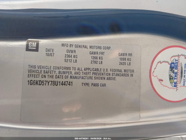 Продаж на аукціоні авто 2008 Cadillac Dts 1sb, vin: 1G6KD57Y78U144741, номер лоту: 44786281