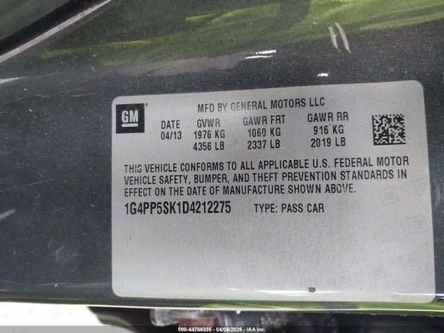 Aukcja sprzedaży 2013 Buick Verano, vin: 1G4PP5SK1D4212275, numer aukcji: 44786335