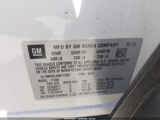 Chevrolet Trailblazer Awd Lt 2022 KL79MRSL4NB117287 Image 9